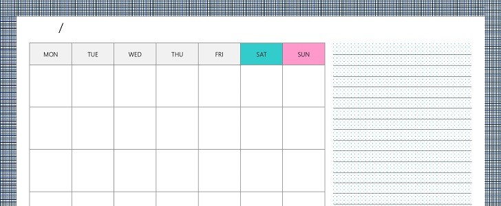 簡単印刷 月間スケジュール表 カレンダー形式 メモ欄 エクセル ワード Pdf 無料テンプレート Templatebox