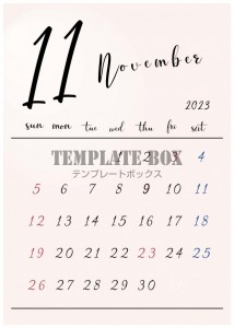 2023年11月…｜無料テンプレート｜カレンダー｜無料