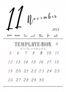 02 2023年11月カレンダー　シンプルでオシャレなデザイン背景…