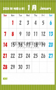 2024年1月：…｜無料テンプレート｜カレンダー｜無料