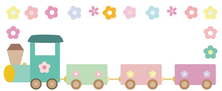 はがきサイズ印刷｜花｜かわいい｜4月｜電車｜無料イラスト素材｜無料｜ダウンロード