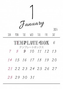 02 2024年（令和6年）1月カレンダー　シンプルおしゃれなデザ…