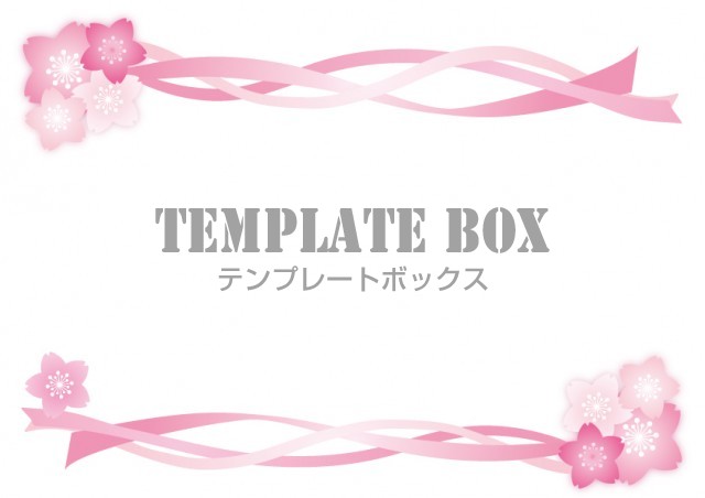 メッセージカード 4月は桜の花 リボンのイラストフレーム はがきサイズ フレームのフリー素材 無料イラスト素材 Templatebox