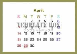 4月カレンダー：…