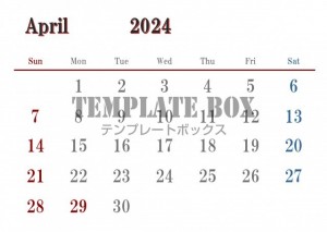 ４月カレンダー：…｜無料テンプレート｜カレンダー｜無料